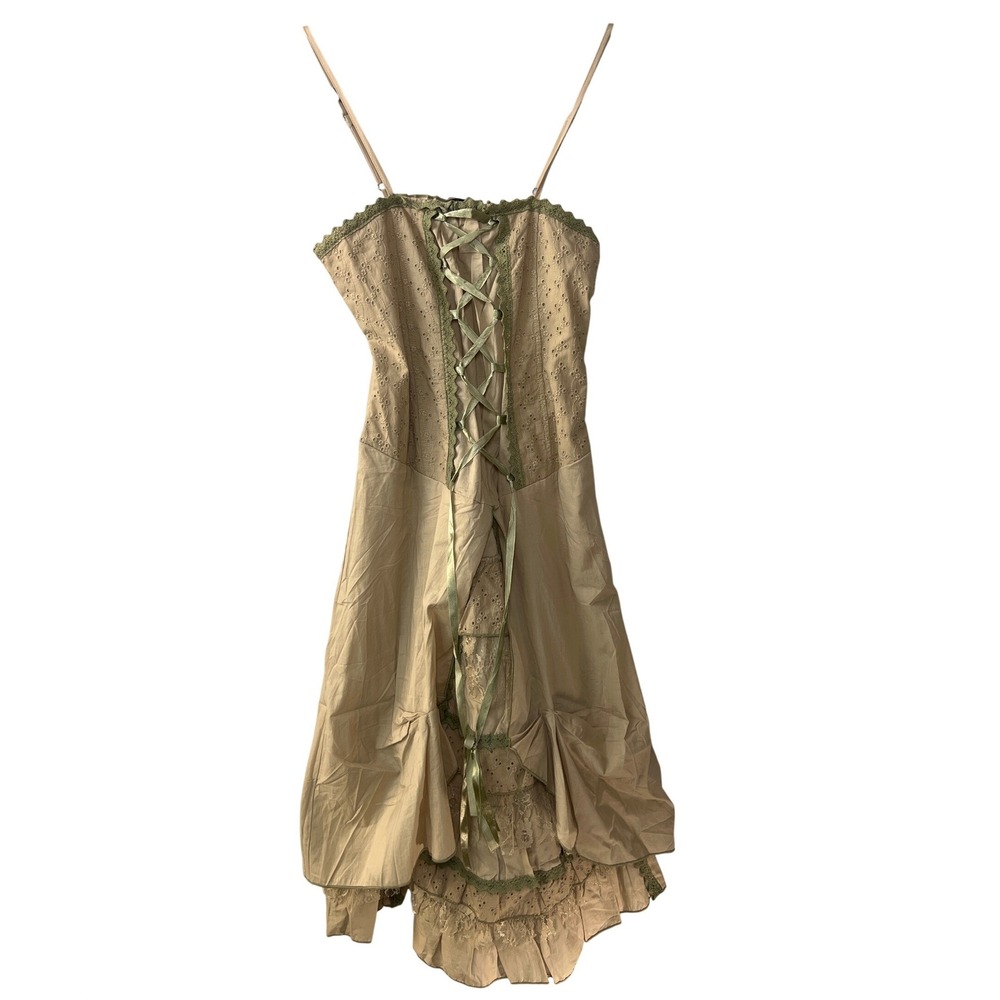 NWOT Earthy Tan Prairie Dress Fairycore Medium Milkmaid Whimsical Coquette